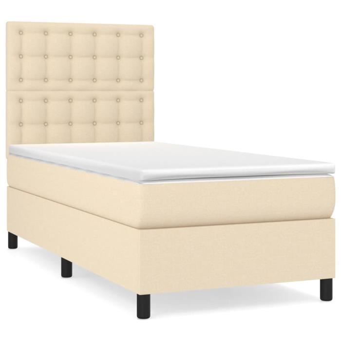 3142054 vidaXL Divan Bed with Mattress Cream 80x200 Cm Fabric