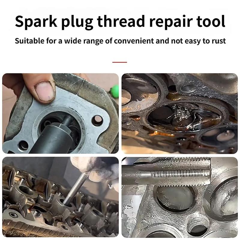 Double Ended Sparks Plug Thread Chaser Kit 10mm-12mm 14mm-18mm Metal Construction For Automotive Repair Motorcycle Maintenance
