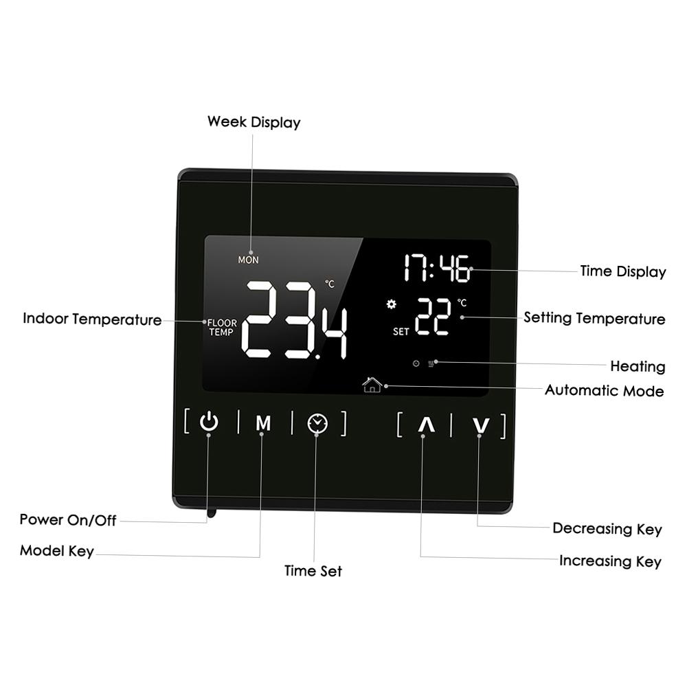 Smart LCD Touchscreen Thermostat for Home Programmable Electric Floor Heating System Thermoregulator AC 85-250V Temperature Controller