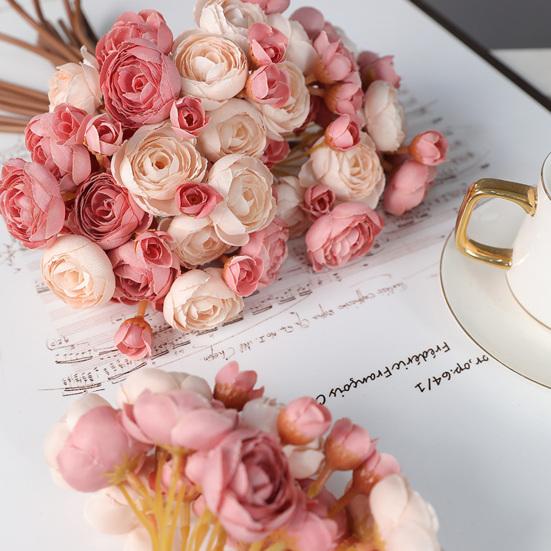 Yousheng Artificial Ranunculus Asiaticus Realistic Fake Silk Flower Home Office Wedding Party DIY Bouquets Faux Flower Centerpieces Decoration