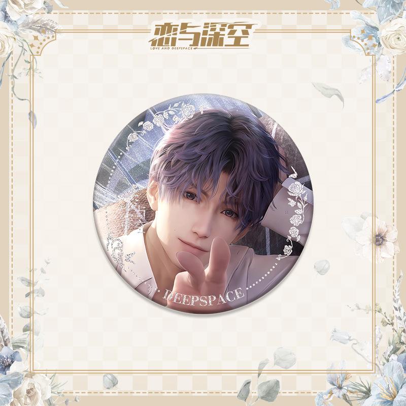 Love and Deepspace Sylus Xavier Zayne Rafayel 75MM Anime Cosplay Shiny Colorful Badge Brooch Pin Game Fans Collection Deco Gift