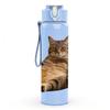 1PC Cat Holding Smartphone 750ml Color Plastic Sports Water Bottle Leakproof Flip Straw Lid Suitable for Sports Office Home Use