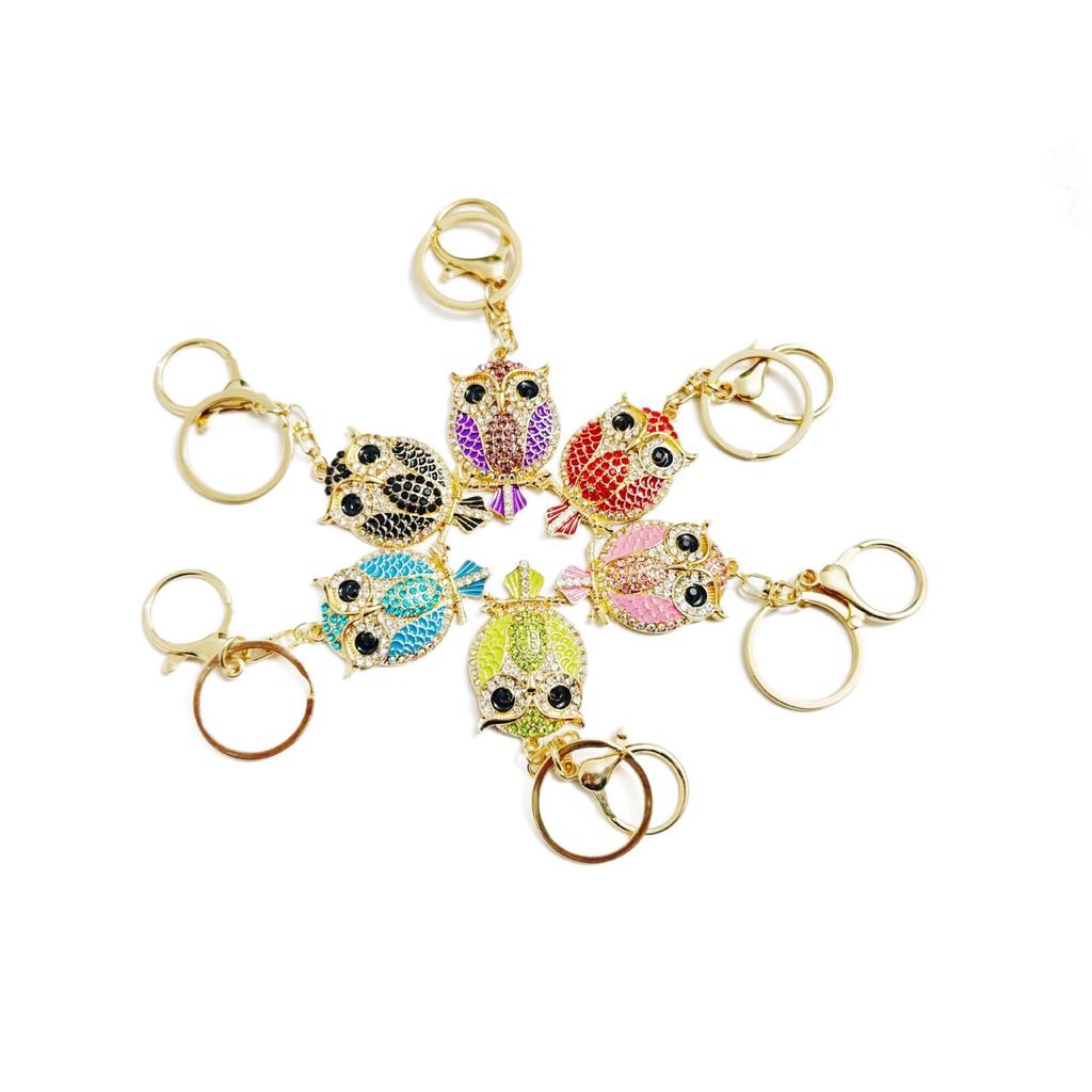 Cross-Border Exclusive Rhinestone Cartoon Owl Bag Charm Keychain