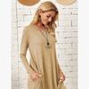 Women's Solid-Color, Straight-Cut, Pocketed, Loose-Fit Dress with Curved Hem for Fall/Winter
