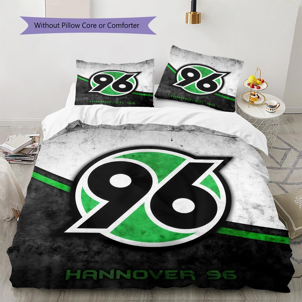 Hannover 96 Vzorovaná Sada Povlečení a Prošívané Deky Domácí Dekorace Dárek (1 * povlak na peřinu + 2 * povlak na polštář bez jádra)