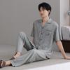 Modal men's pajamas summer thin short-sleeved trousers cold silk cool casual large size dad loungewear set