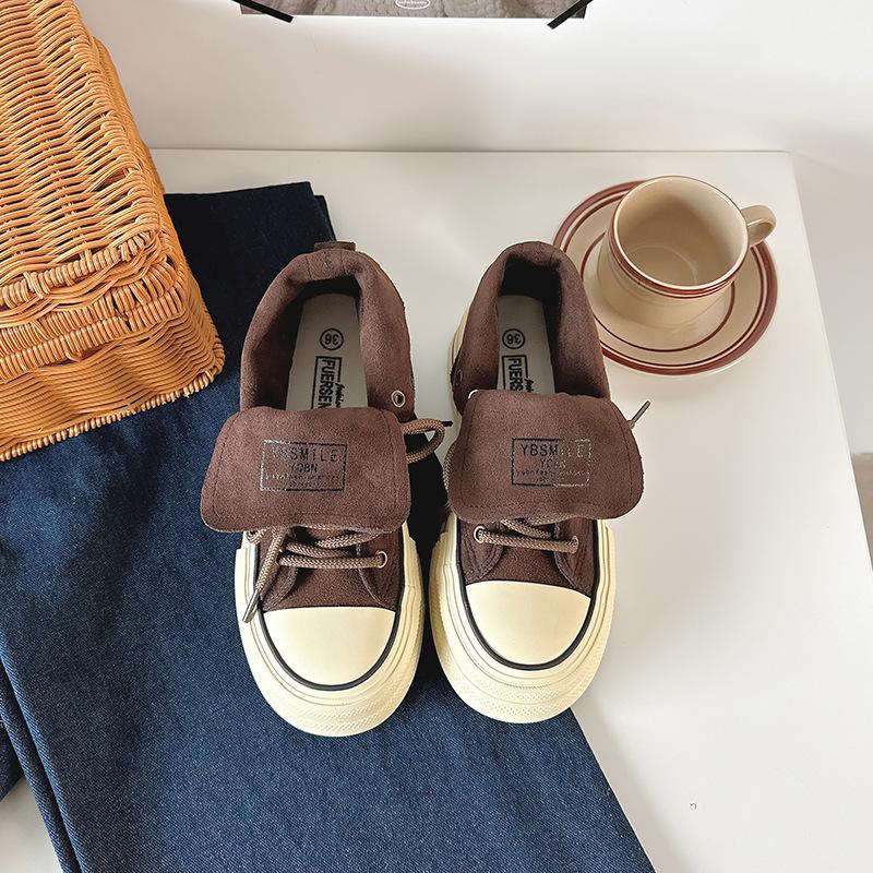 

Мода 2025 Весна и Осень Новые Высокие Повседневные Кроссовки, Женские Увеличенные Толстоподошвенные Кроссовки на Шнуровке на Платформе Маффин 35 коричневый