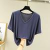 Dámské tričko Modal Výstřih do V Krátký rukáv Topy Letní Neformální Trička Jednobarevné Volné Jednobarevné Trička se Spodní částí