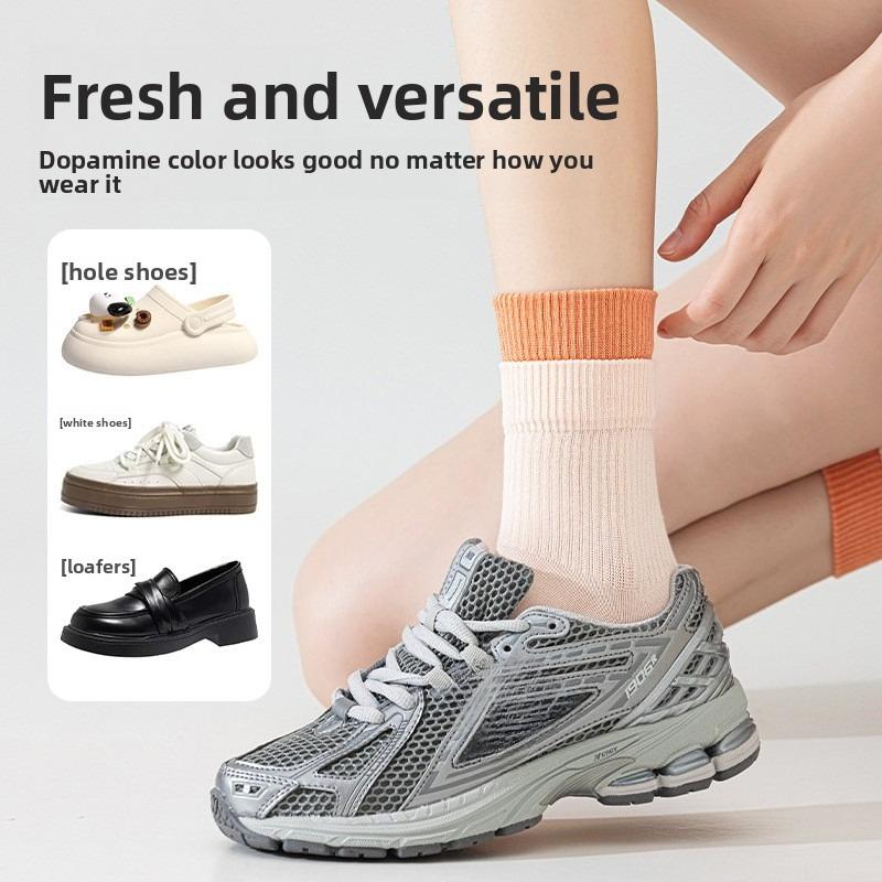 Pure Cotton Socks - Children's Mid-length Socks, Sweat-absorbent, Odor-resistant, Anti-tear, Multi-color Dopamine Sports Socks