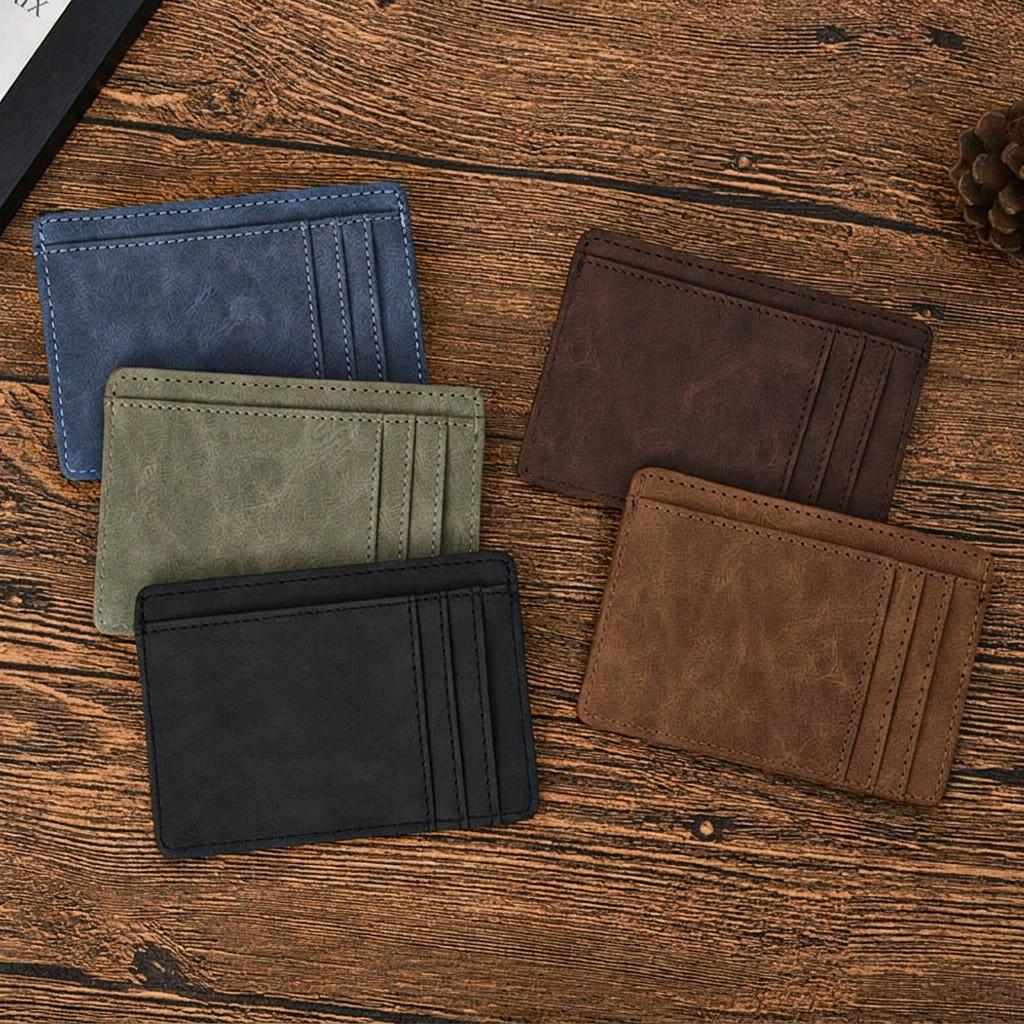 Slim Card Holder PU Leather Minimalist Wallet Men Vintage Credit Card Case Ultra Thin Pocket Business Purse Small Coin Pouch Bag