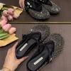 Cool slippers women's 2025 summer new temperament simple casual rhinestone hollow breathable bag head half slippers women's outer wear