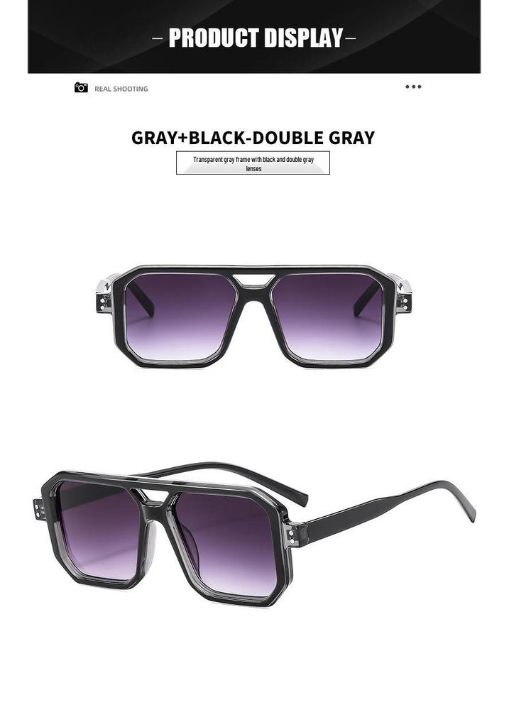 New Color Block Double Bridge Rivet Sunglasses - Unisex European-American Style Sports and Candy Color Glasses