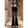 Women's Autumn Retro High-Waisted Micro-Flare Jeans - Plus Size Slimming Horseshoe Design