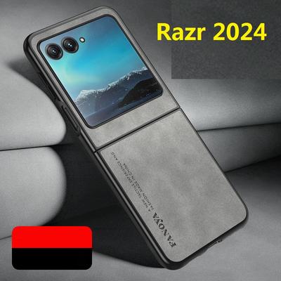 Matte Leather For Motorola Razr 50 Case Gen4 Moto Razr 2024 Slim Hard Protective Back Cover