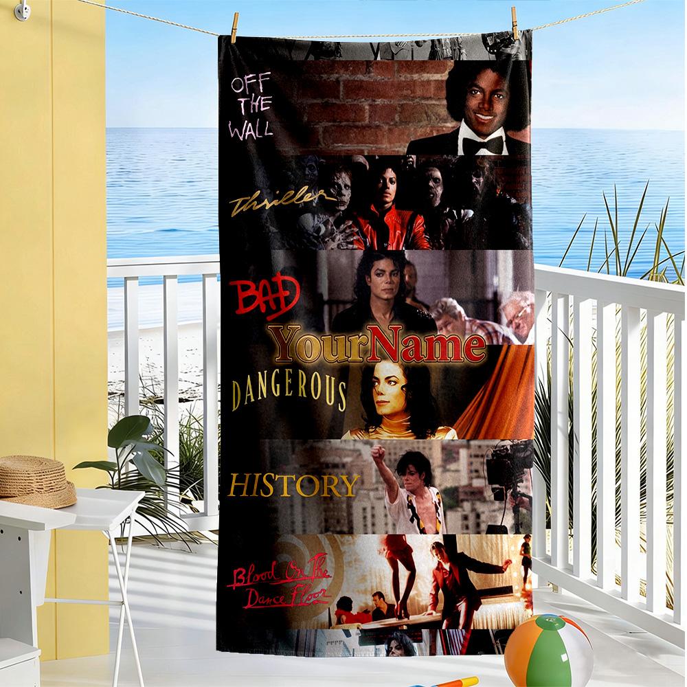Michael Jackson Personalized Name Beach Towel High Absorbency & Quick-Dry Portable for SwimmingBeachCamping Travel Beach AccessoriesGym