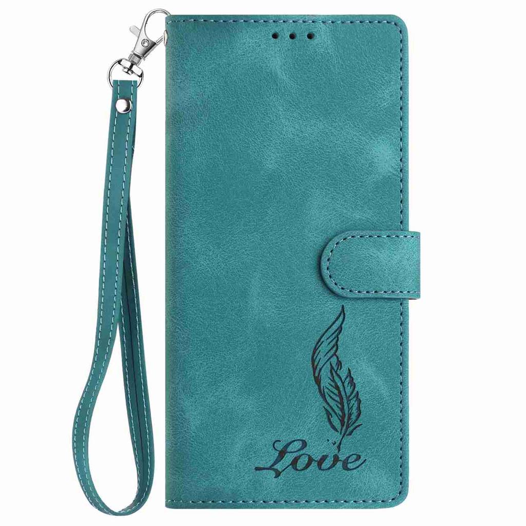 Fjærpenn Preget Mønster Flipkort Design Lommebokdeksel for Samsung Galaxy A12 A15 A26 S20-S25... (8-farger)