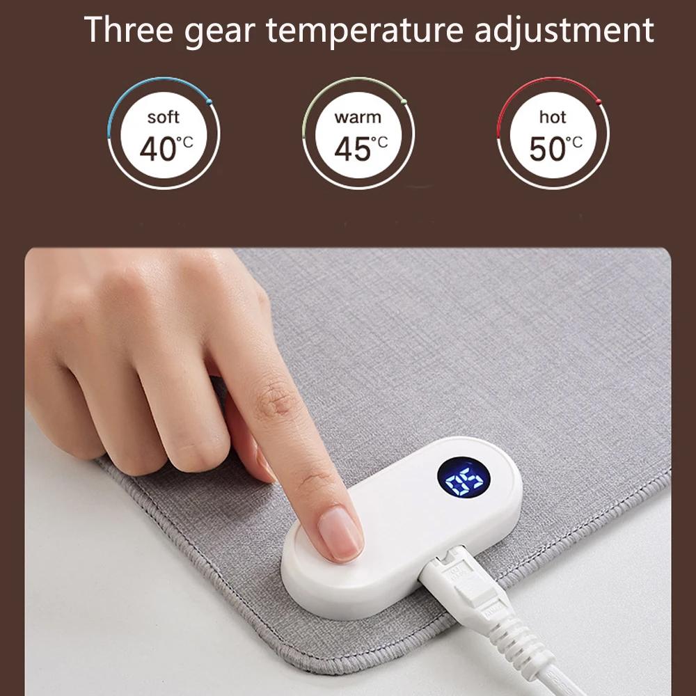 Mouse Pad elétrico de aquecimento para escritório, mesa digital com display, aquecimento de inverno, tapete de mesa à prova d'água