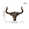 4pcs Cast Iron Bull Head Hooks Vintage European Style Metal Wall Hangers for Home Decor