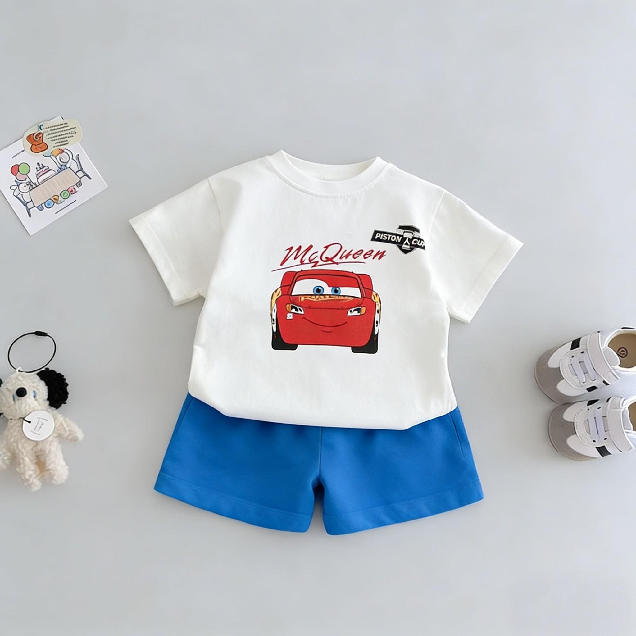 Disney Cartoon Cars Children s Short Sleeve Set Summer Clothing Casual Loose Shorts 100