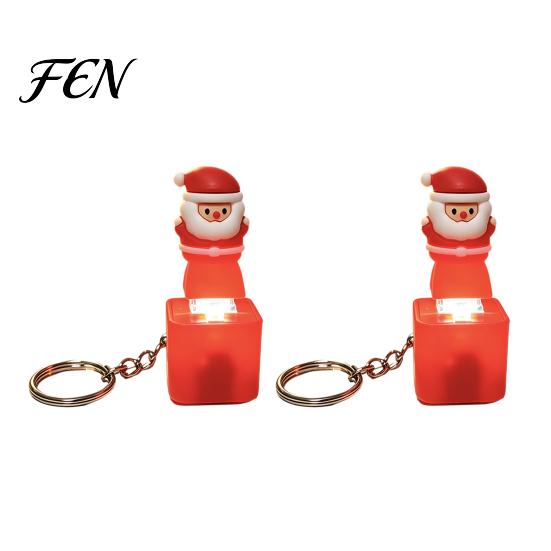 LED Festive Sound Pendant Santa Light Keychain, Interactive Glowing Christmas Ornament with Tunes, Holiday Sensory Play Tool USB-C Rechargeable Fidget