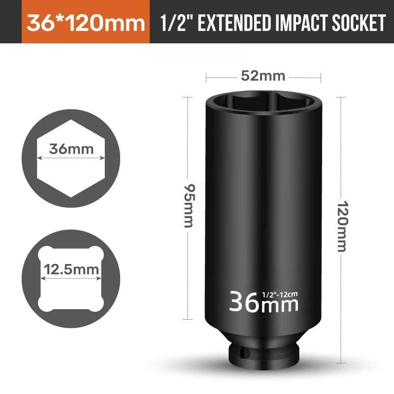 Electric Wrench Socket Connecting Rod Suitable for Hi-Spec 1/2" Extra Long Drive Impact Socket Pneumatic Sleeve Extension Rod