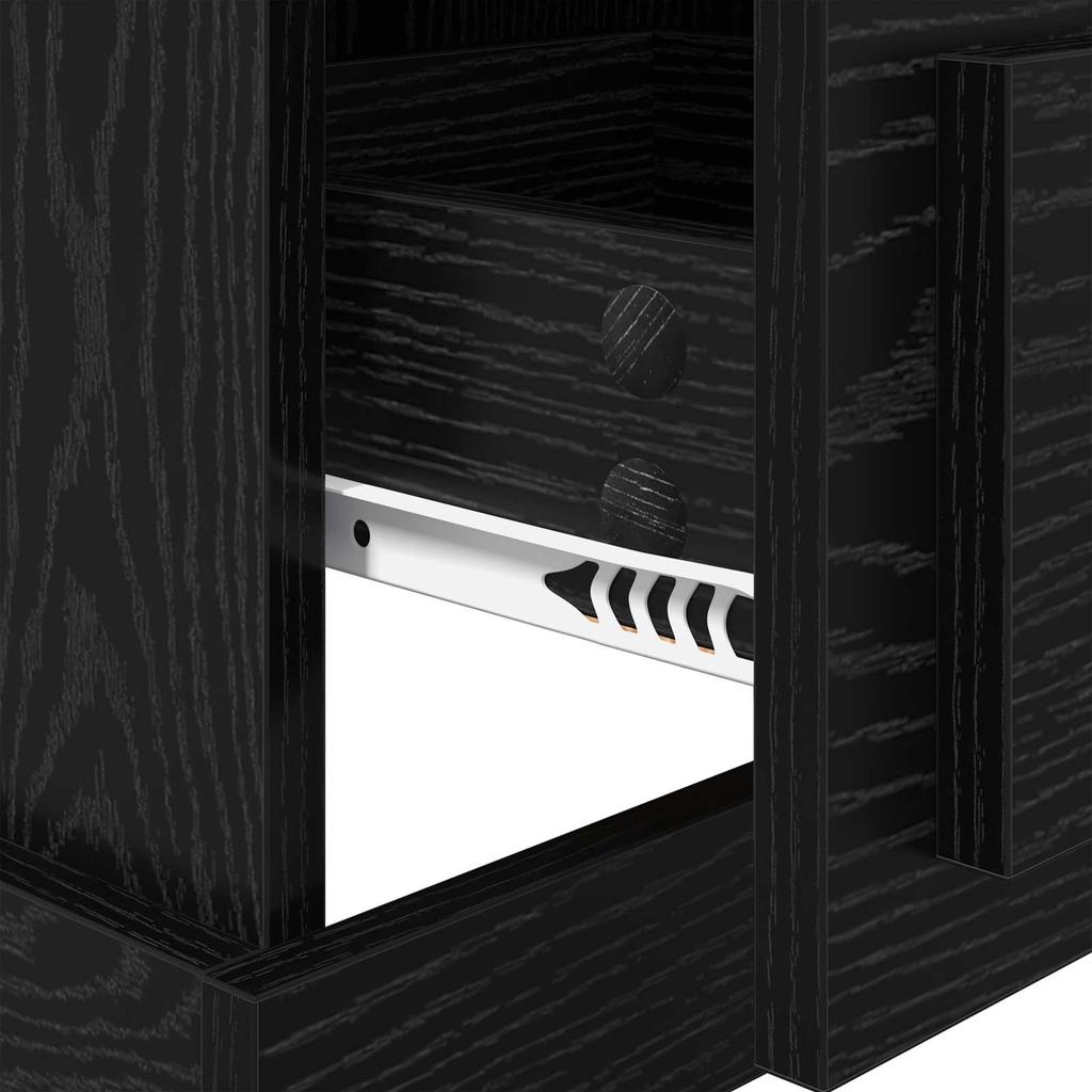 Nightstand Black Oak Look 39 X 39 X 67.5 Cm Engineered Wood