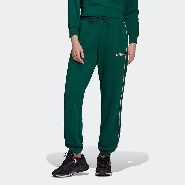 Adidas Originals Sweatpants Lace-Up Cuffed Retro Spliced Knitted Sports Pants Women Bottoms Green HL0032