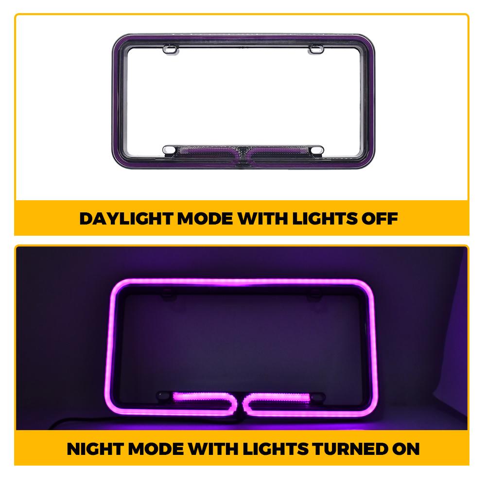 12V Red LED License Plate Frame Acrylic Lighted USA/Canada Tag Cover Holder for Auto Truck Vehicles Car Styling License Plate Covers Frames 6