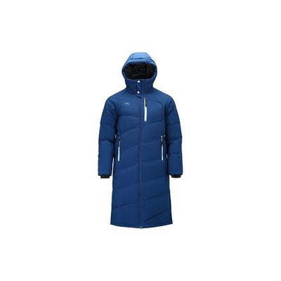 Giacca a vento lunga con cappuccio Li Ning, antivento, impermeabile, imbottita, con logo a lettere, unisex, capospalla prugna AYMS173-3