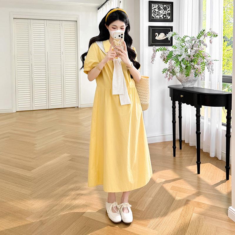 2026 Summer Maternity Casual Dress & Short Sleeve Shirt Set M