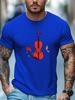 Violin Rose Butterfly Print Unisexs Crew Neck Short Sleeve Tee Soft Summer Top Music Fan Daily Street Basic Casual Outfit Wear