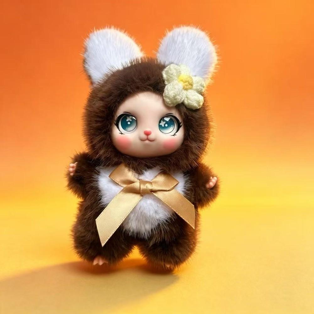 Big Ear with Flower Rabbit Plush Keychain Ornaments Bunny Plush Doll Pendant  Car Keyring