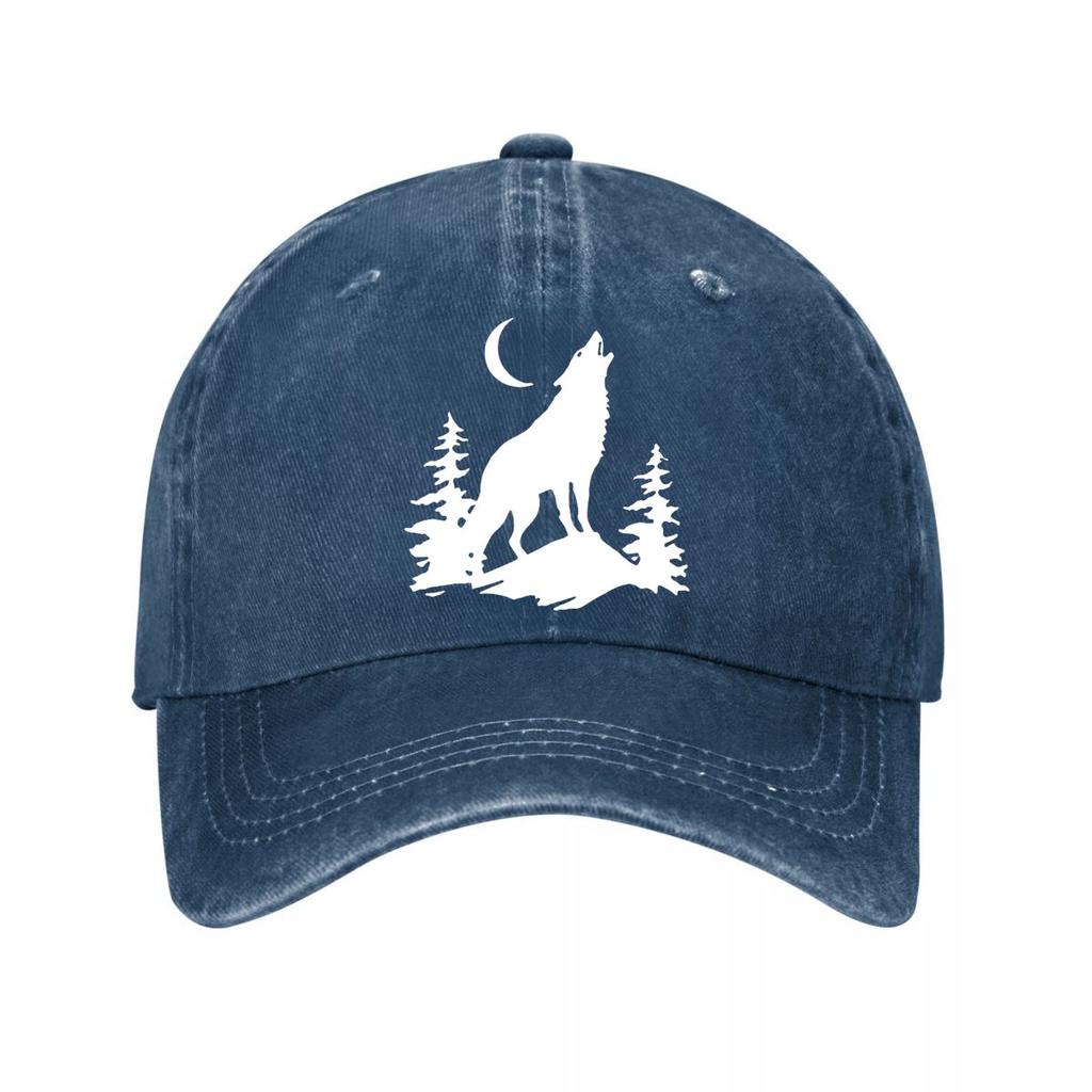 Vintage Wolf Moon Pine Baseball Cap New Vintage Washed Cotton Baseball Cap Parent Kids Sun Hats