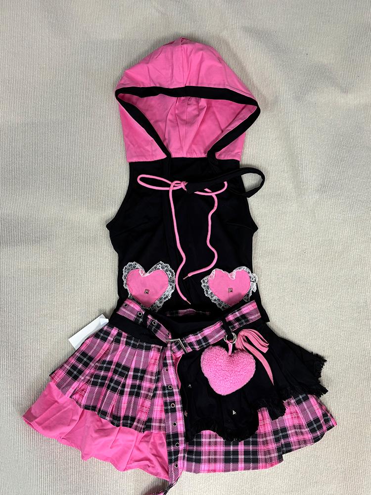 Japanese Sweet Elegant Women's 2 Piece Sets Design Lace Patchwork Y2k Tops Shorts Skirts Fashion Female Punk Outfits New 2025