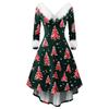Women's Fashionable Casual Fitted Christmas Print Party Long-Sleeved Dress