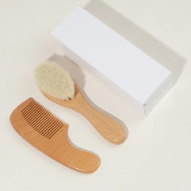 Multipurpose Infant Hair Care Kit Featuring Soft Wool Brush And Sturdy Wooden Comb For Relaxing Massage