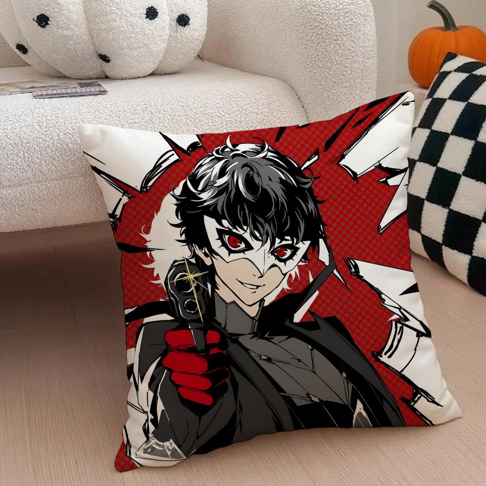 Klassische Anime Persona 5 Kissenbezug Sofakissenbezug Versteckter Knopf Strapazierfähiges Polyester Stuhlkissen