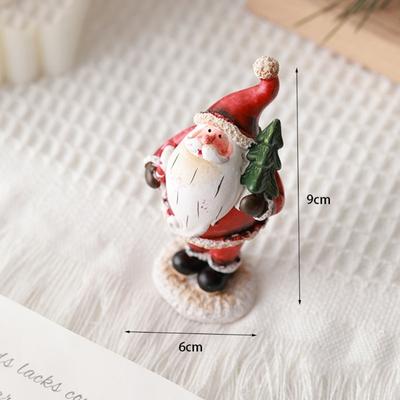 Christmas Resin Figurine Snowman Santa Statue Ornament for Living Space Table Decoration Resin Craft Present