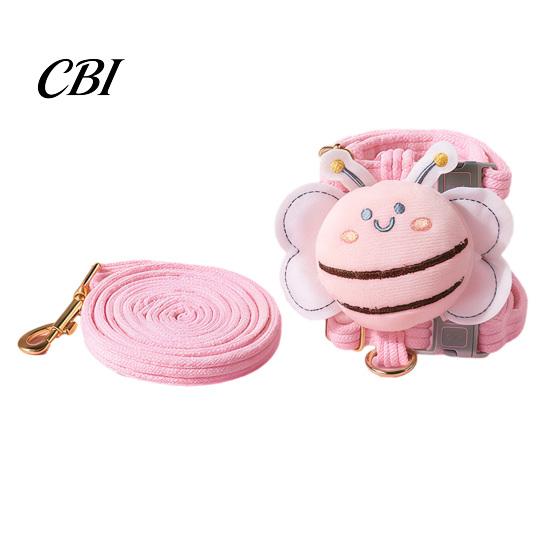 Non-irritating Cat Leash Corduroy Harness with Leash, Escape Proof Vest Walking Jacket Photo Prop Pet Bee Plush Toy, Breathable Adjustable for