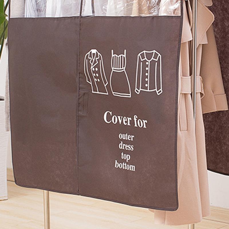 Clothes Dust Cover Nonwoven Dust Prevention Waterproof Transparent Window Design Hanging Garment Protectors