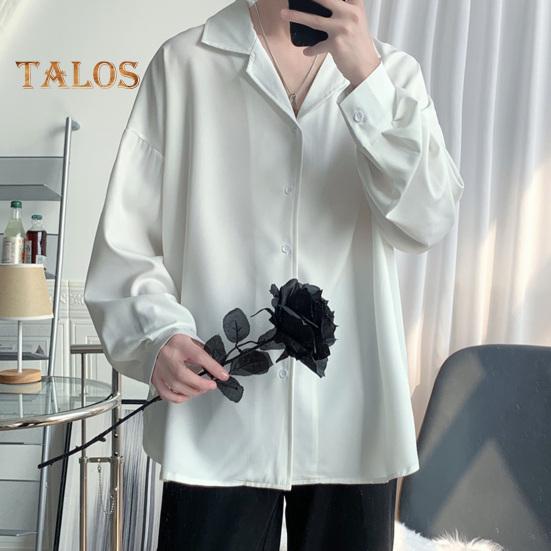 Herren Kubahemd Langarm Button-Down Freizeitshirt Locker geschnitten Einfarbiges Hemd für Arbeit Partys Dates