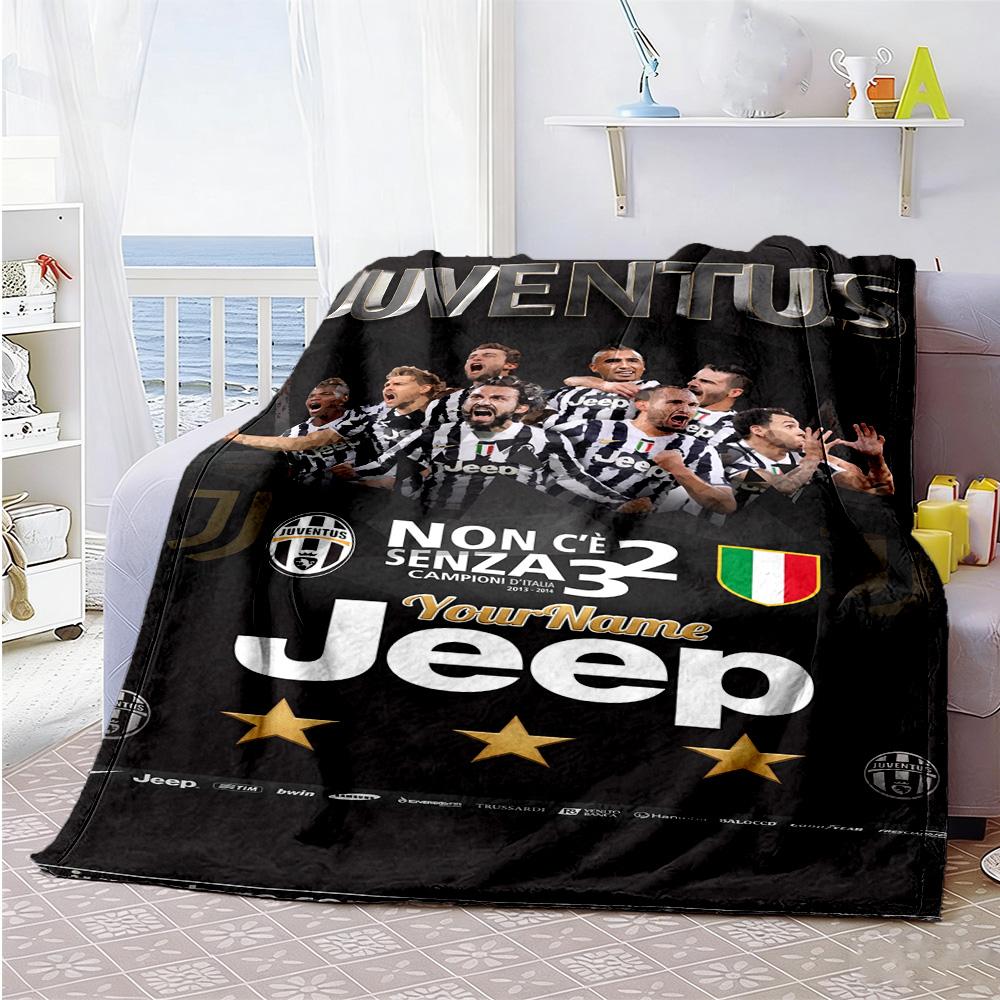 Juventus Personalized Text Blanket Throw Customizable Blanket Soft Warm Cozy for Living Room Office Chair Seaside Home Decor All-Season Use