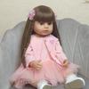 55cm Lifelike Reborn Baby Girl Doll 22 Inch Soft Silicone Long Brown Hair Realistic Princess Toddler Bebe Birthday Gift