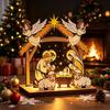 Christmas Tree Decorations Tabletop Glowing Ornament 3D Wooden Decoration with Rustic Ornaments Warm Light Festive Holiday Centerpiece for