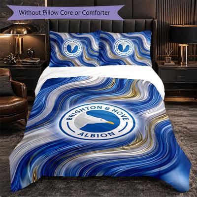 Brighton & Hove Albion Football 3 Piece Bedding Set Soft Duvet Cover Set with Pillowcases Printed Bedroom Decor Set for Home