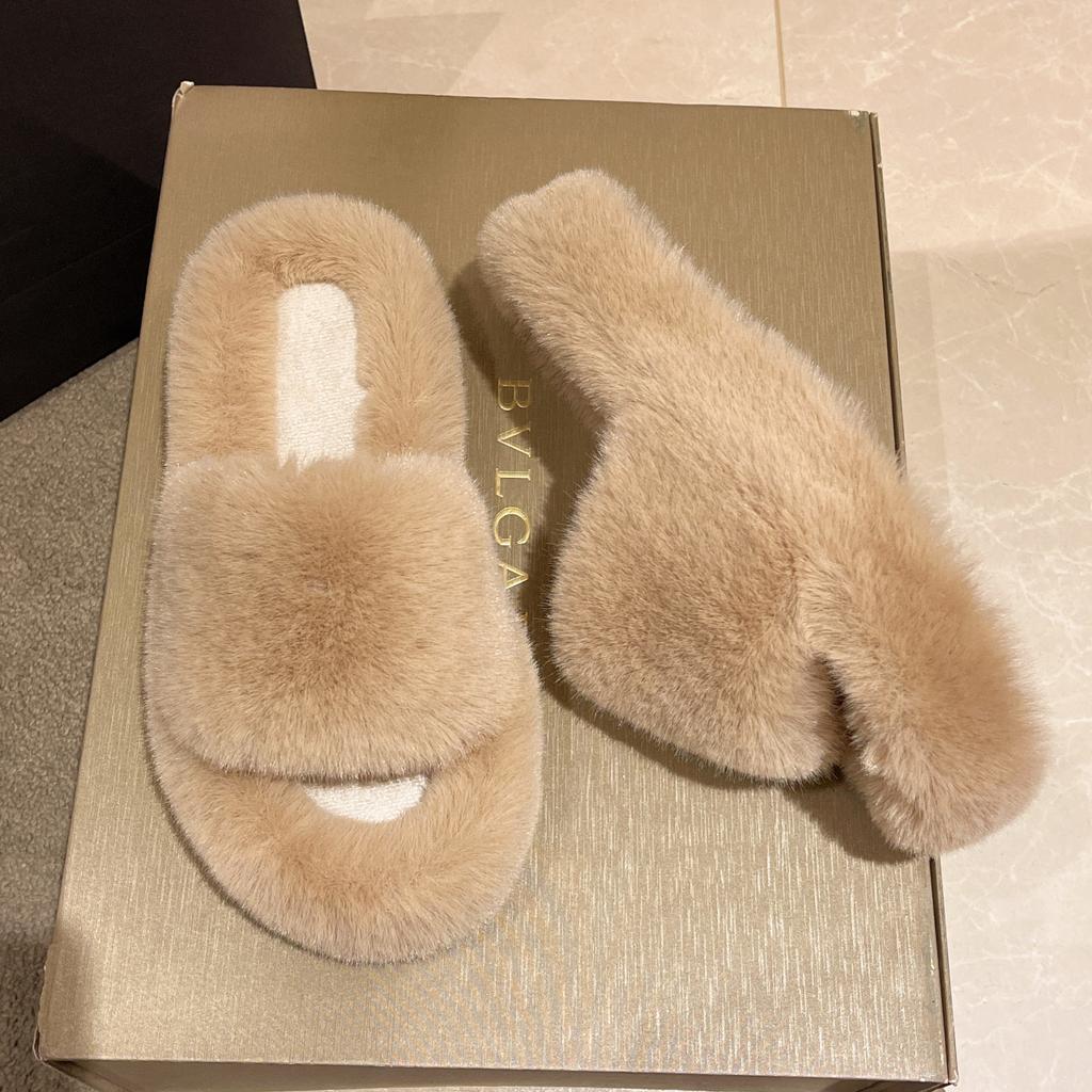 New Cotton Mop Autumn Fairy Niche Fluffy Slippers Female Thick Bottom Indoor Home Style Pregnant Women Sandals Plush