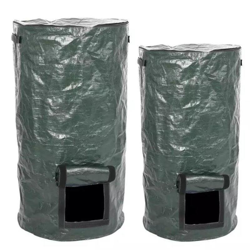 Reuseable Garden Collect Storage Bag Leaf Waste Bins Yard Compost Bag With Lid Composter Plastic