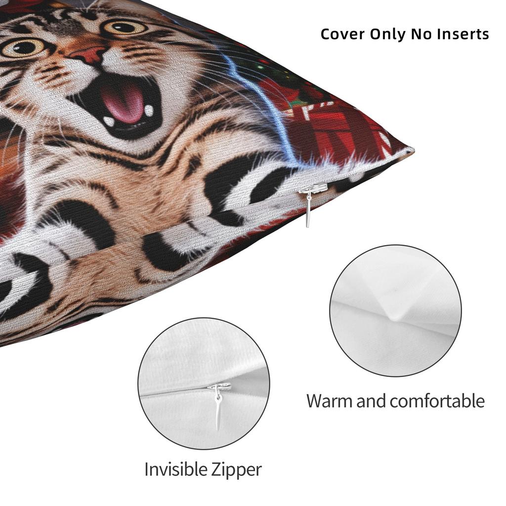 Cat Selfie with Santa Xmas  Pillow Case  Funny Pillow Cover Print Pillowcases For Wedding Party Home Decor