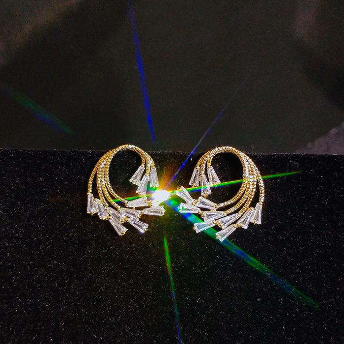 Trendy Girl Stud Earrings Imitation Zircon Super Fairy Temperament Elegant Luxury Earrings