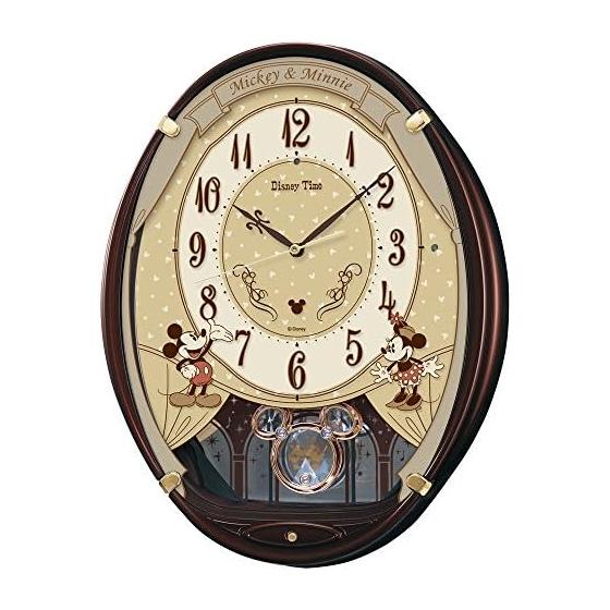 Часы Seiko настенные часы персонаж Дисней Микки Маус Минни Маус радиоволна аналоговые 6 песен мелодия Дисней время коричневый металлик FW579B